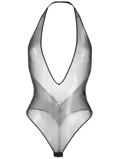 Maison Close Bodystring Plunge-neck Body In Black