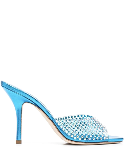 Paris Texas Holly Penelope Slipper-mule In Blue Leather In Red