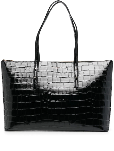 Aspinal Of London Regent Crocodile-effect Tote Bag In Brown