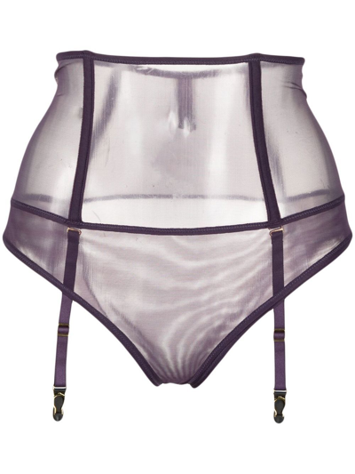 Maison Close L'amoureuse High-waisted Suspender Briefs In Purple