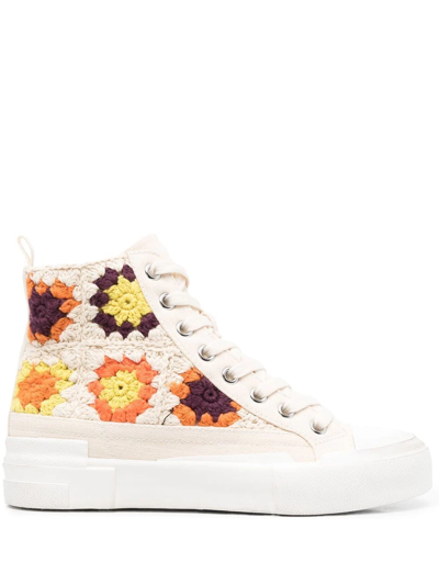 Ash Crochet-knit High-top Trainers In Neutrals