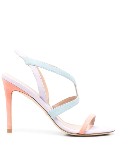 Stuart Weitzman Soiree Colour-block Suede Sandals In Blue