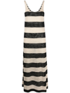 Roberto Collina Stripe-print Maxi Tank Dress In Black