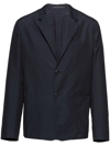 PRADA LOGO-PATCH SINGLE-BREASTED BLAZER