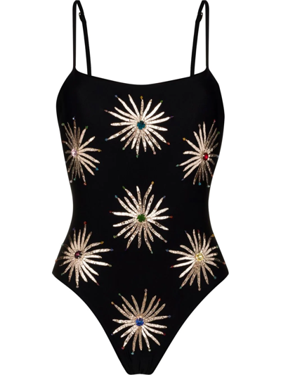 Oceanus Dolly Embellished One-piece Swimsuit In Black