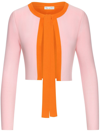 Oscar De La Renta Colorblock Tie-front Cardigan In Pink