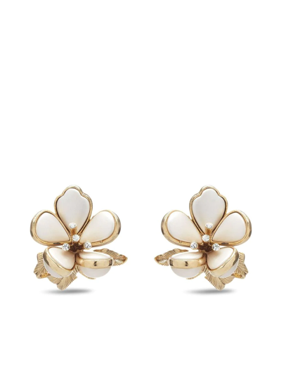 Oscar De La Renta Crystal-embellished Flower Earrings In Gold