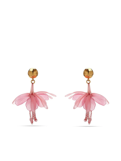 Oscar De La Renta Flower Drop Earrings In Pink