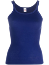 Re/done Ribbed Regular-fit Cotton-jersey Tank Top In Blue-med