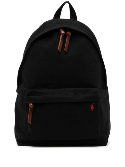 Polo Ralph Lauren Logo-embroidered Canvas Backpack In Black