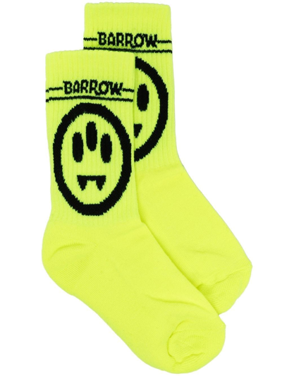 Barrow Kids' Intarsia-knit Logo Socks In Yellow