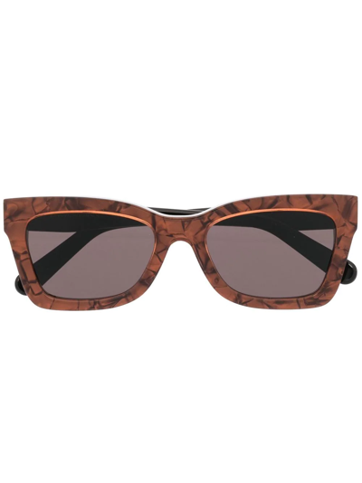 Zimmermann Marbled Square Frame Sunglasses In Brown