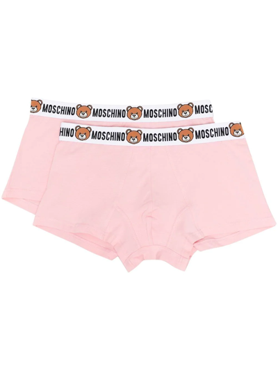 Moschino Two-pack Logo-waistband Boxers In Pink