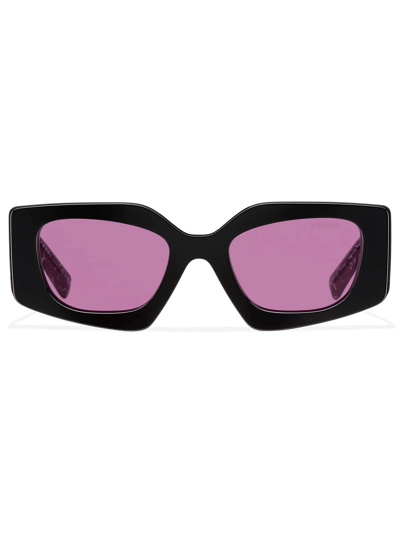 Prada Symbole Rectangle-frame Sunglasses In Black