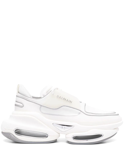 Balmain B-bold Low-top Trainers In Neoprene And Suede In White