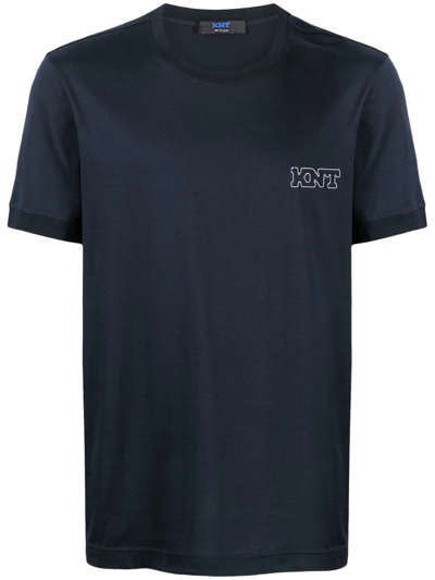 Kiton Embroidered Logo T-shirt In Blue