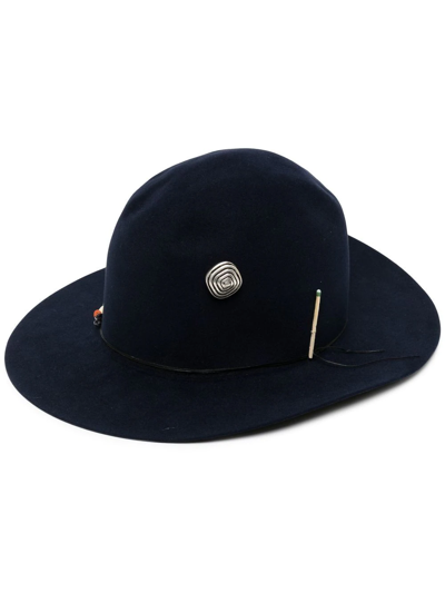 Nick Fouquet Zen + Alchemy Beaded Felt Fedora Hat In Blue