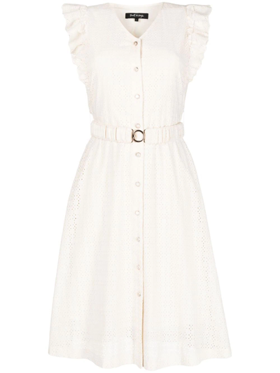 Tout A Coup Embroidered Ruffle-trim Dress In White