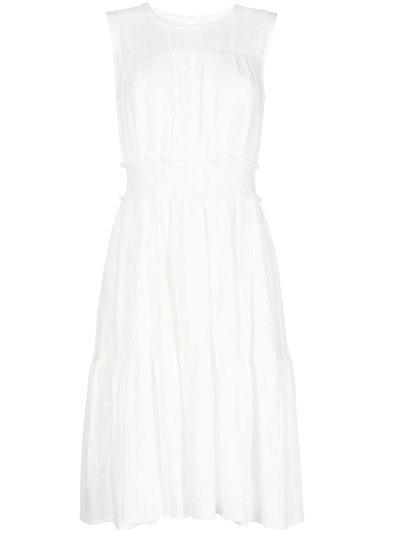 Tout A Coup Tiered Midi Dress In White