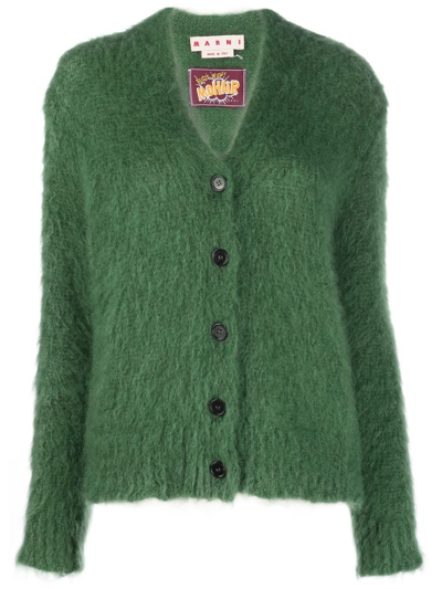 Marni V-neck Buttoned Cardigan In Green