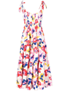 Kate Spade Summer Flowers Tiered Ruffle Cotton Dress In White