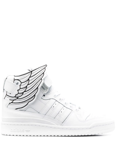 Adidas Originals Wing-design High-top Sneakers In White