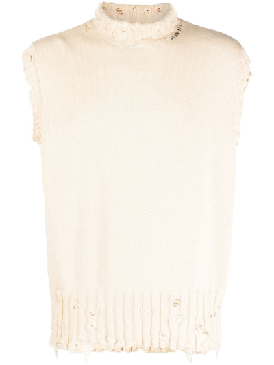 Marni Distressed-effect Sleeveless Jumper In Yellow