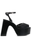 Coperni Bridge Snakeskin Platform Sandals In Black