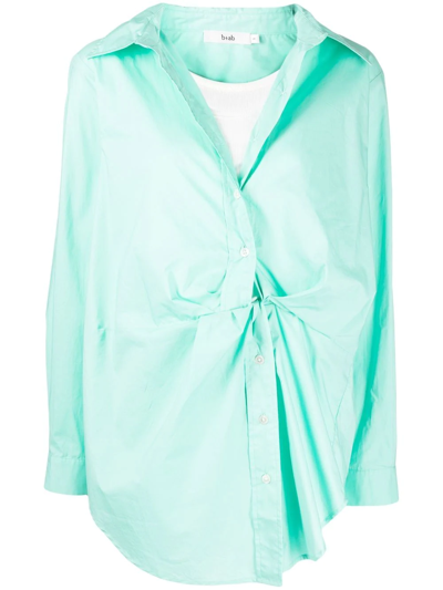 B+ab Gathered Cotton Shirt In Green