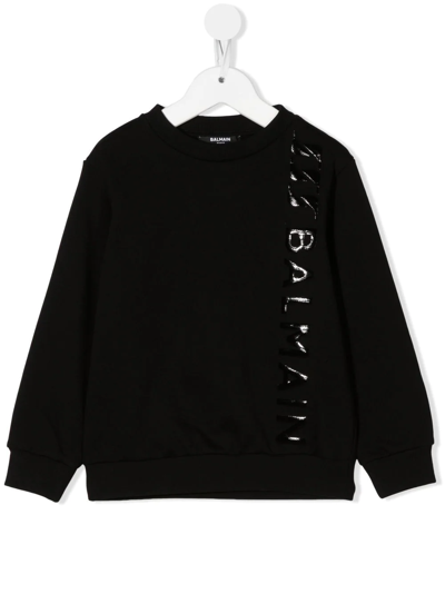 Balmain Kids' Logo-print Long-sleeve Sweatshirt In Black