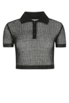Saint Laurent Cropped Open-knit Cotton And Silk-blend Polo Shirt