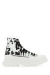 Alexander Mcqueen Tread Slick Mcqueen Graffiti Boots In White In Multicolor
