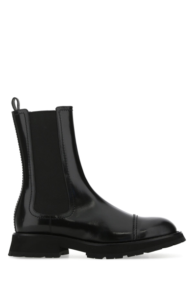 Alexander Mcqueen Black Leather Ankle Boots  Nd  Uomo 44
