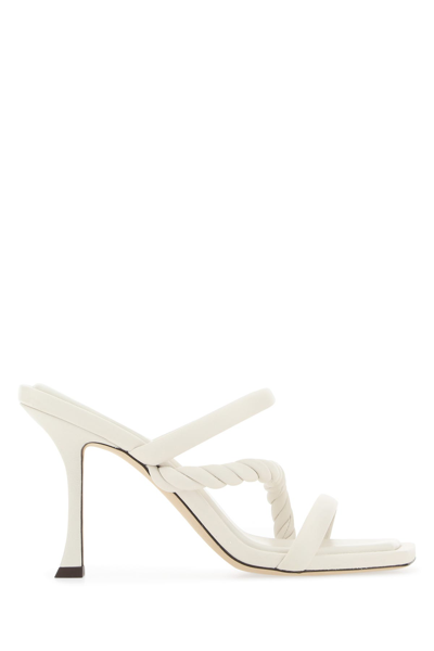 Jimmy Choo Diosa 90 Leather Heeled Sandals In White