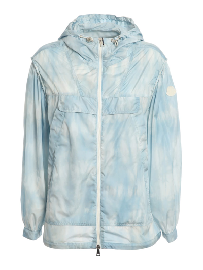 Moncler Courseulles High-neck Shell Hooded Jacket In Light Blue