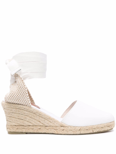 Scarosso Paloma Wedge Espadrilles In White Calf