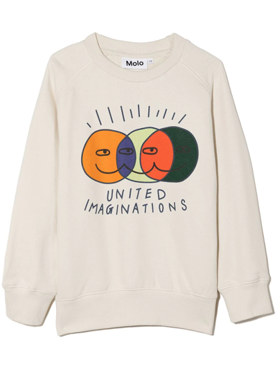 Molo Kids' Mike Graphic-print Organic Cotton Sweatshirt In White