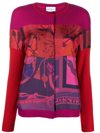 Ferragamo Heritage-print Panelled Cardigan In 粉色