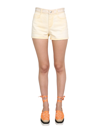 Stella Mccartney Denim Shorts With Branded Band In Yellow