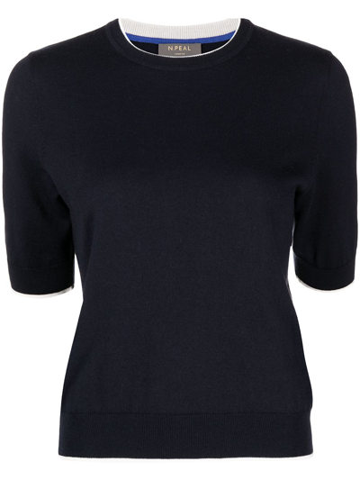 N•peal Fine Knit Cotton-cashmere Top In Black