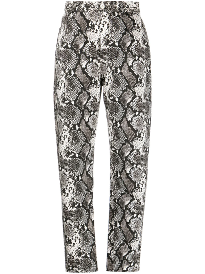 Attico Tapered Snakeskin-effect Trousers In Grey
