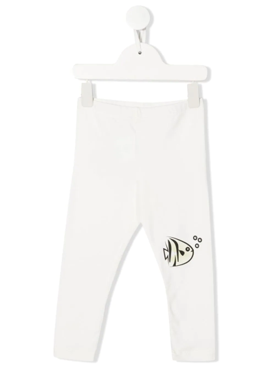 Roberto Cavalli Junior Babies' Fish And Logo-print Leggings In White