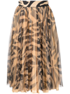 Off-white Zebra-print Flared Skirt In 褐色