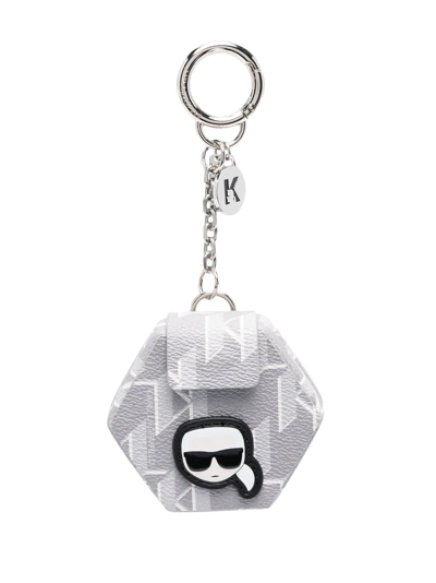 Karl Lagerfeld K/ikonik Mini Pocket Keychain In Grey