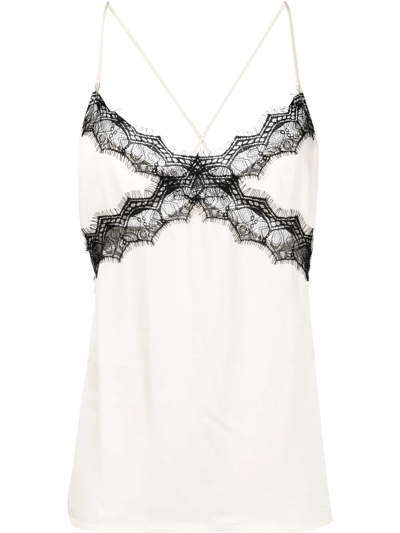 Karl Lagerfeld Lace-trimmed Camisole Top In 中性色