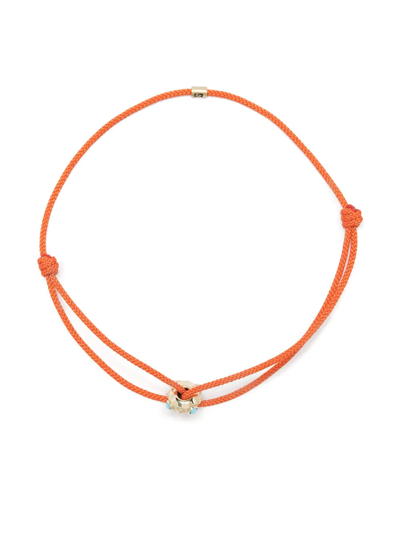 Luis Morais Turquoise Eye Octagon Cord Bracelet In Orange