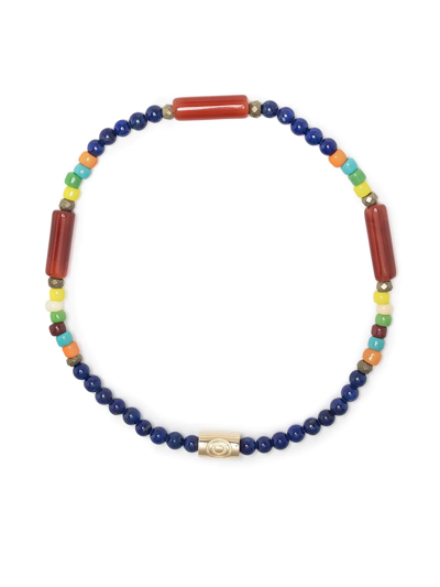 Luis Morais Lapis Rainbow Bead Bracelet In Blue
