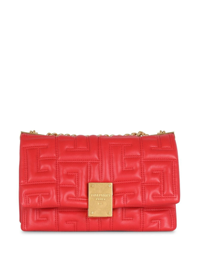 Balmain Small 1945 Soft Quilted Crossbody Bag In Rouge