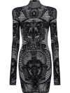 BALMAIN GRAPHIC-PRINT FITTED DRESS