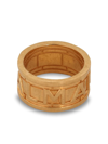 Balmain Logo-debossed Hammered Ring In Gold